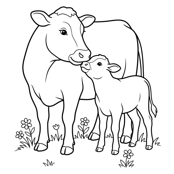 Coloriage Coloriage Vache et son Veau à imprimer