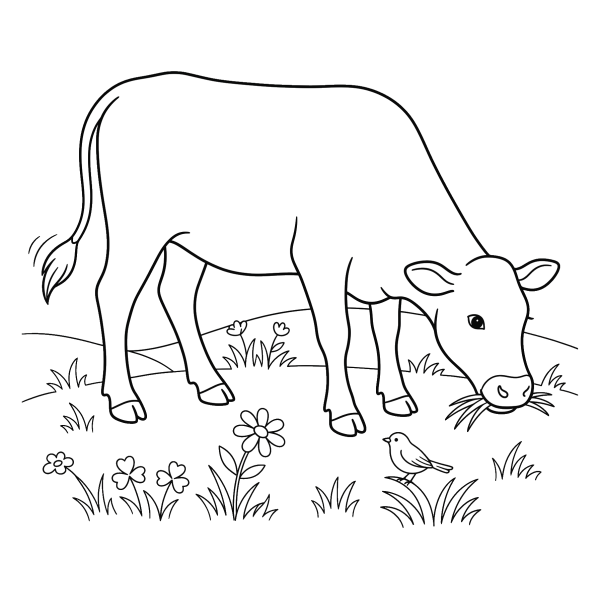 Coloriage Coloriage Vache qui Broute à imprimer