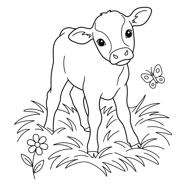 Coloriage Coloriage Veau Nouveau-né à imprimer