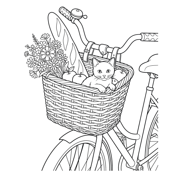 Coloriage Coloriage Vélo avec Panier à imprimer