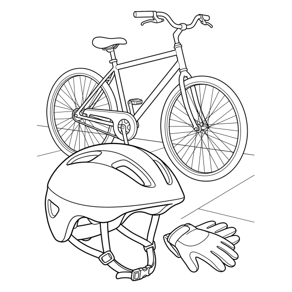 Coloriage Coloriage Vélo et Casque à imprimer