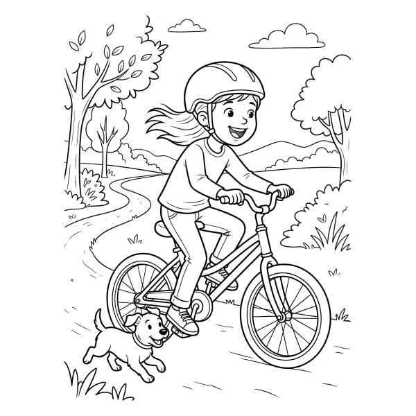 Coloriage Coloriage Vélo et Enfant qui Pédale à imprimer