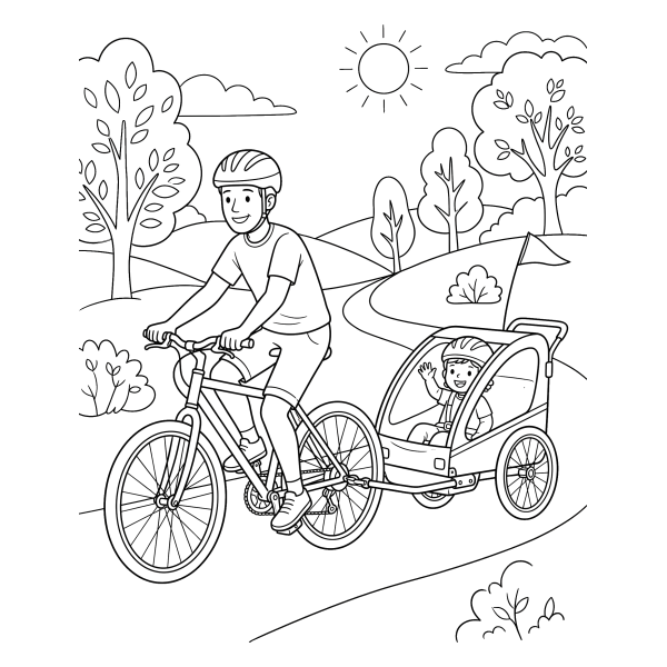 Coloriage Coloriage Vélo et Remorque à imprimer