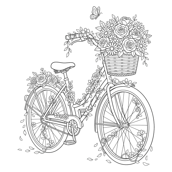 Coloriage Coloriage Vélo Fleuri à imprimer