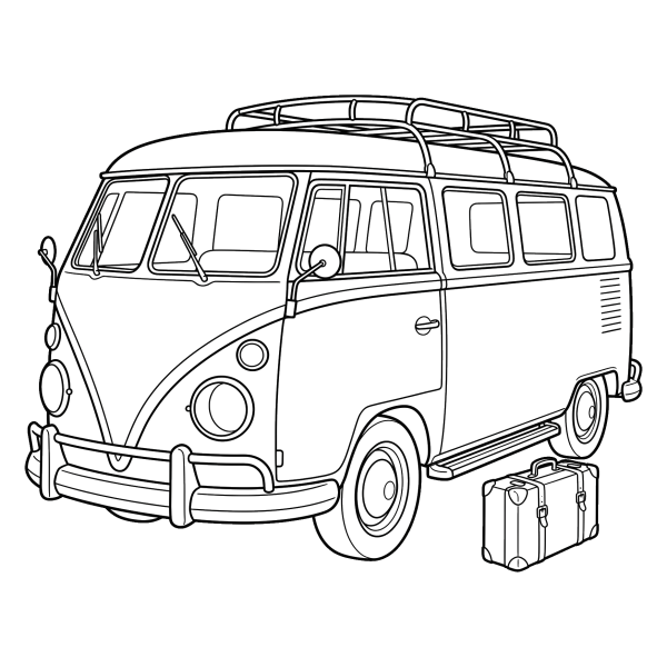 Coloriage Coloriage Vieux Bus Rétro à imprimer