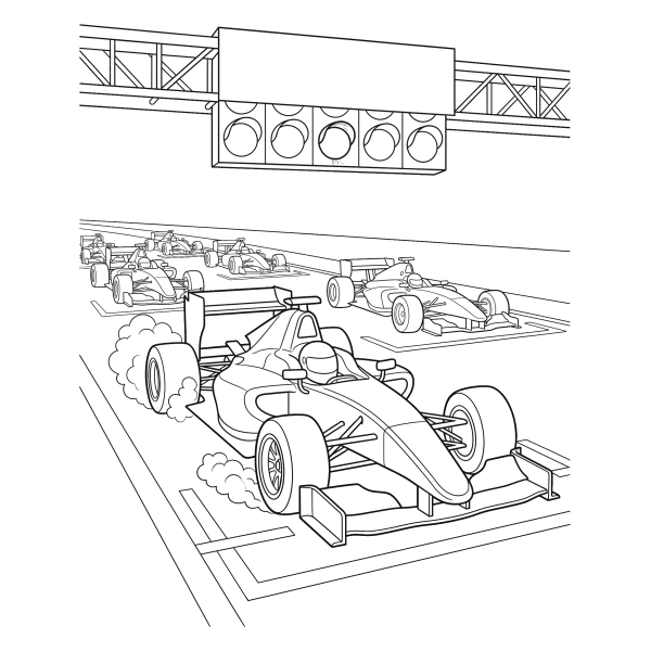 Coloriage Coloriage Voiture de Course au Départ à imprimer
