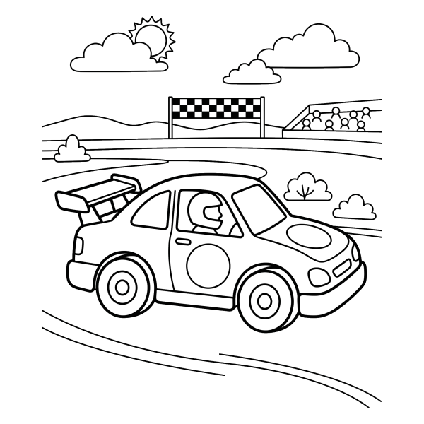 Coloriage Coloriage Voiture de Course avec Numéro à imprimer