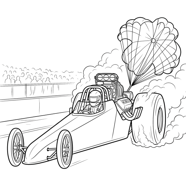 Coloriage Coloriage Voiture de Course de Dragster à imprimer