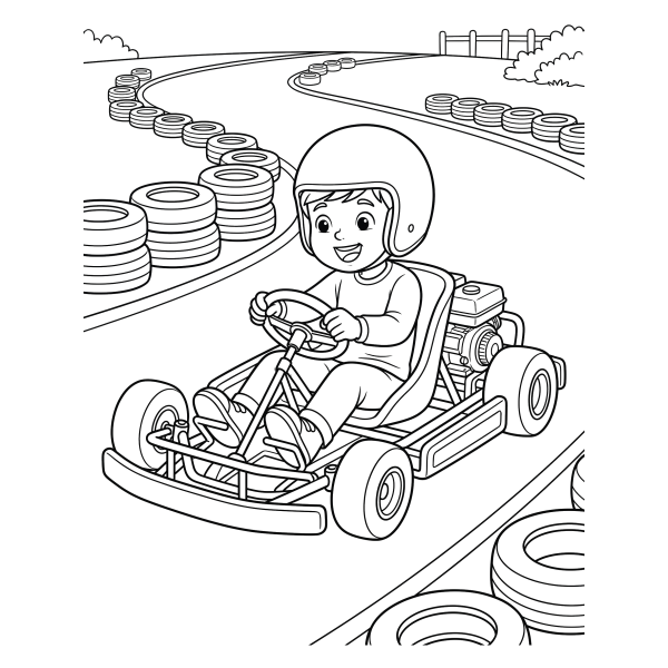 Coloriage Coloriage Voiture de Course de Karting à imprimer