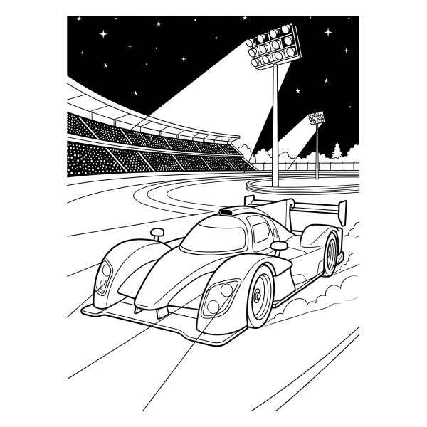 Coloriage Coloriage Voiture de Course la Nuit à imprimer