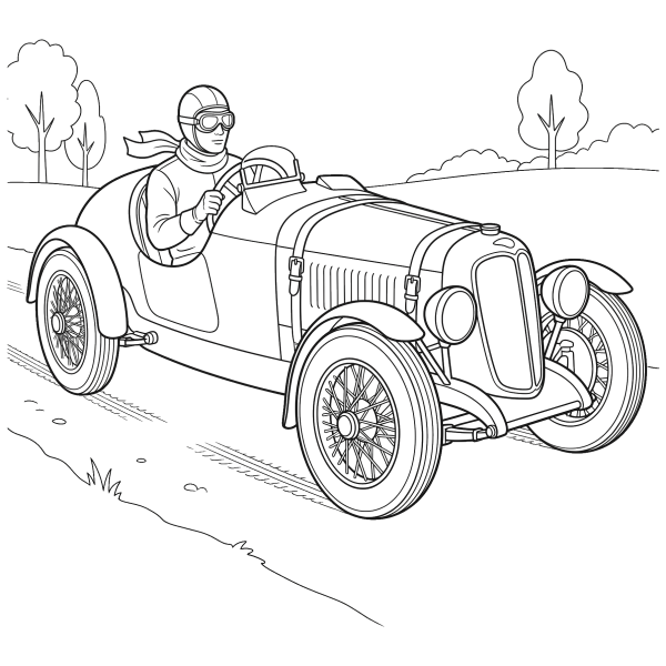 Coloriage Coloriage Voiture de Course Vintage à imprimer