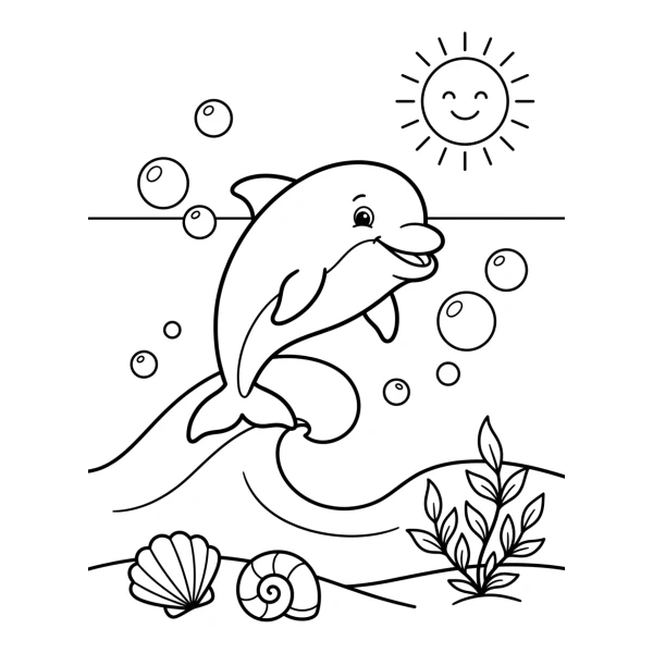 Coloriage Coloriage Bébé Dauphin à imprimer