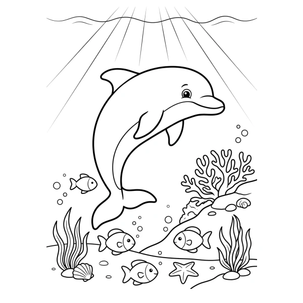 Coloriage Coloriage Dauphin dans l'Océan à imprimer