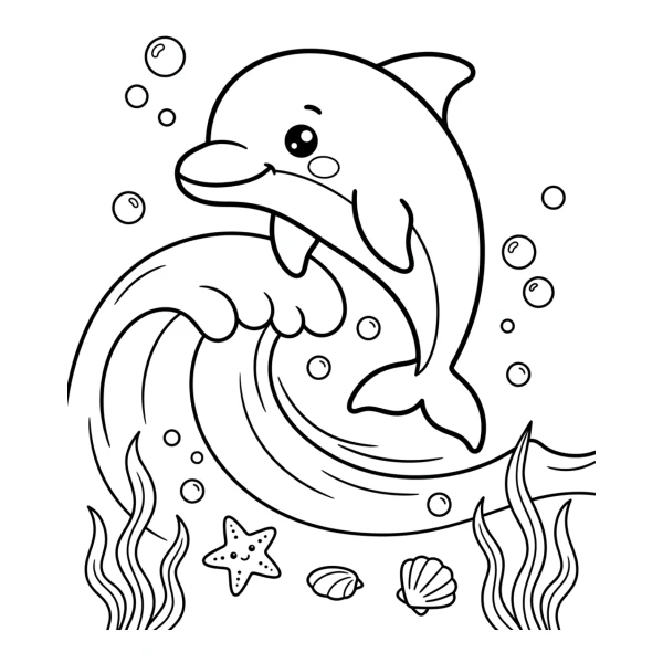 Coloriage Coloriage Dauphin Kawaii à imprimer