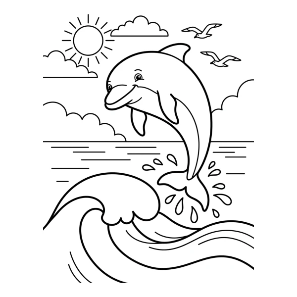 Coloriage Coloriage Dauphin qui Saute à imprimer