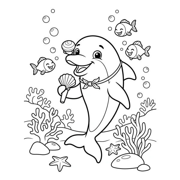Coloriage Coloriage Dauphin Rigolo à imprimer