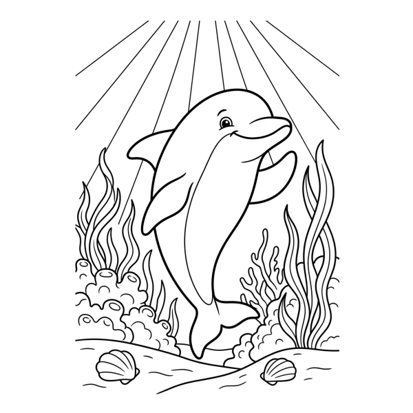 Coloriage Coloriage Dauphin Souriant à imprimer