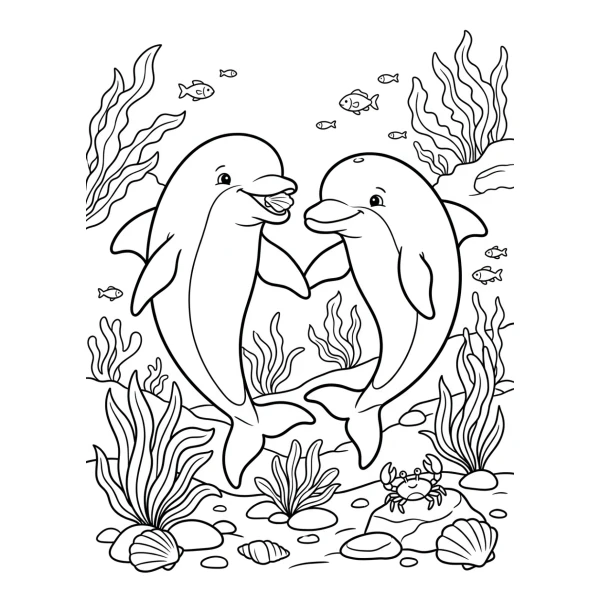 Coloriage Coloriage Deux Dauphins Amis à imprimer
