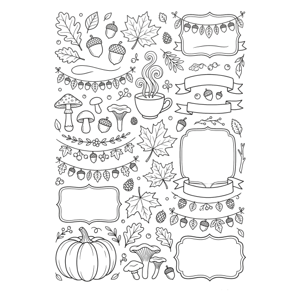 Coloriage Dessin Automne Bullet Journal à imprimer