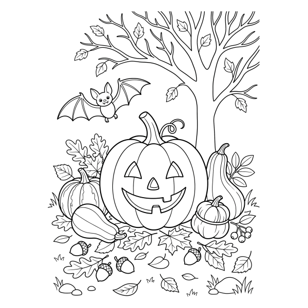 Coloriage Dessin Automne Halloween à imprimer