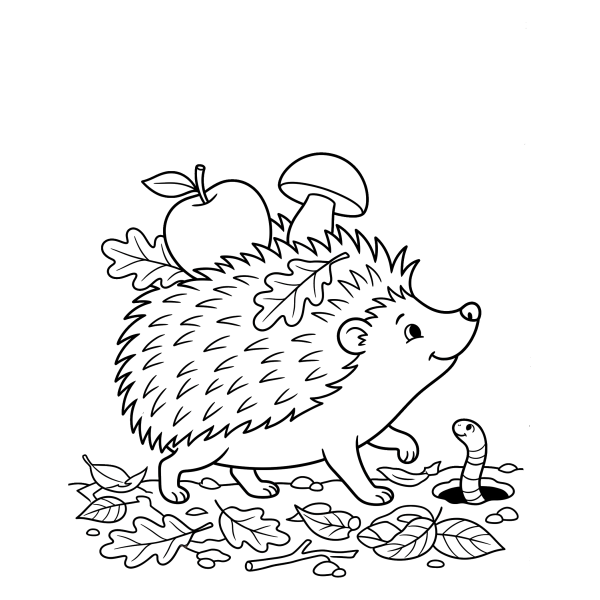 Coloriage Dessin Automne Hérisson à imprimer