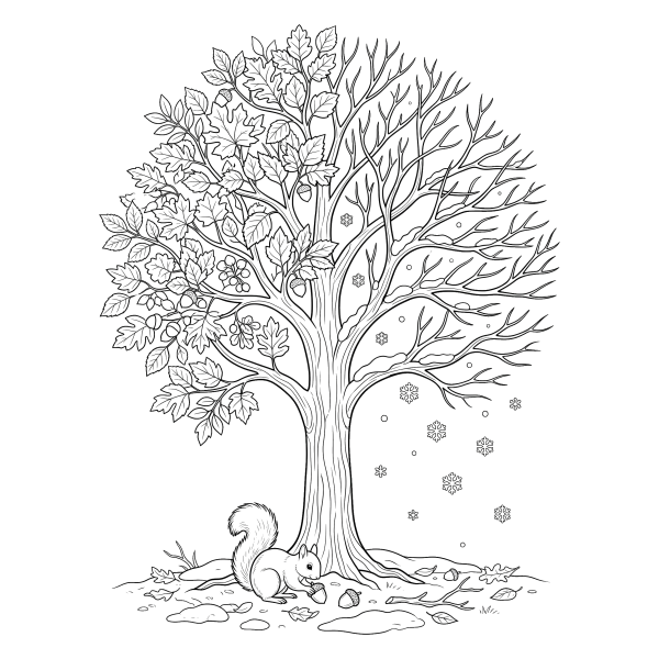 Coloriage Dessin Automne Hiver à imprimer