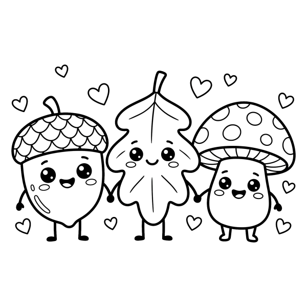 Coloriage Dessin Automne Kawaii à imprimer