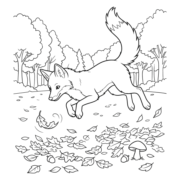 Coloriage Dessin Automne Renard à imprimer