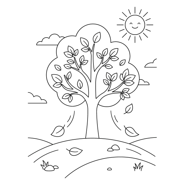 Coloriage Dessin Automne Simple à imprimer