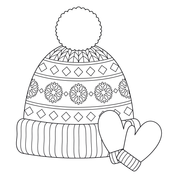 Coloriage Dessin Bonnet Hiver à imprimer