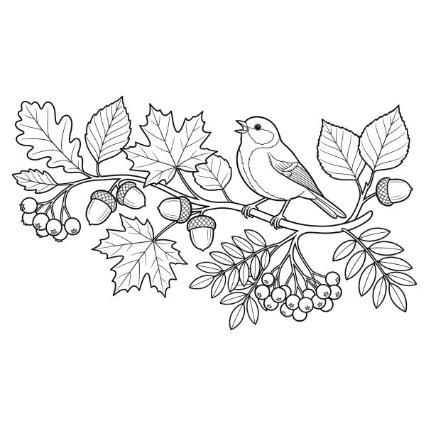Coloriage Dessin Branche Automne à imprimer