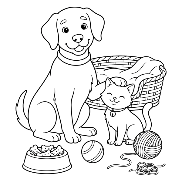 Coloriage Dessin Chien Chat à imprimer
