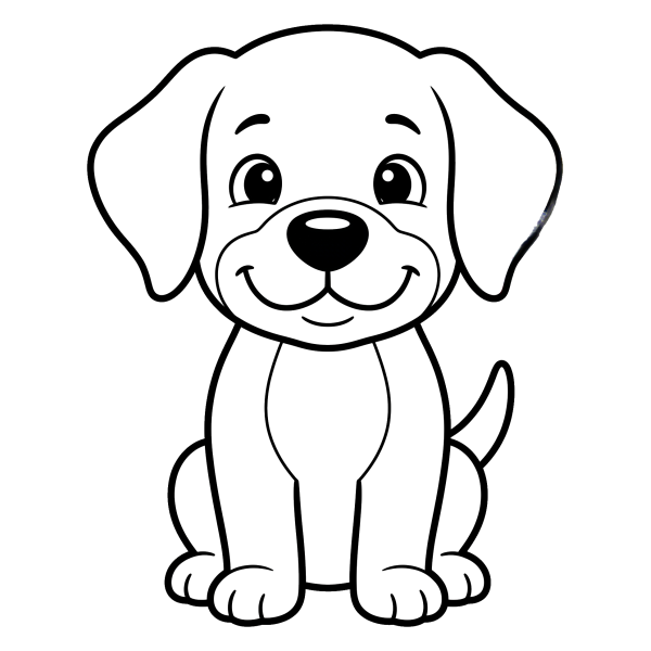 Coloriage Dessin Chien Facile Mignon à imprimer