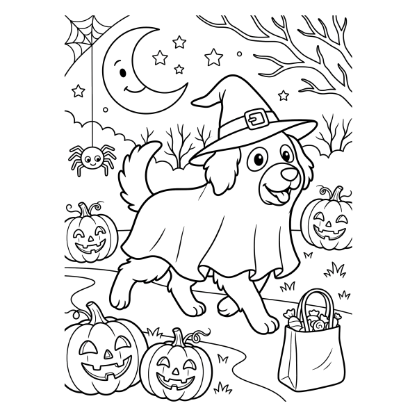 Coloriage Dessin Chien Halloween à imprimer