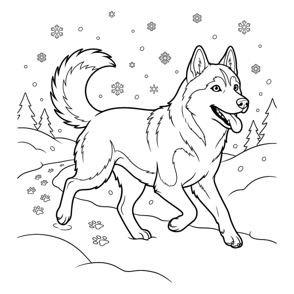 Coloriage Dessin Chien Husky à imprimer