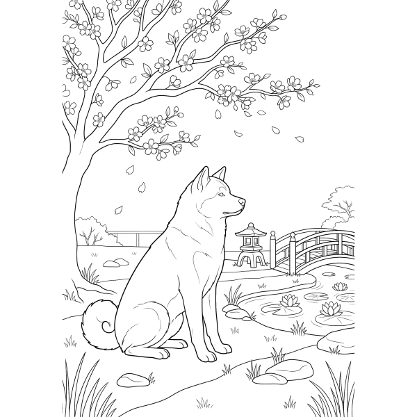 Coloriage Dessin Chien Japonais à imprimer