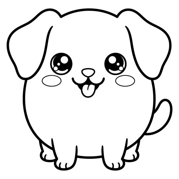 Coloriage Dessin Chien Kawaii Facile à imprimer