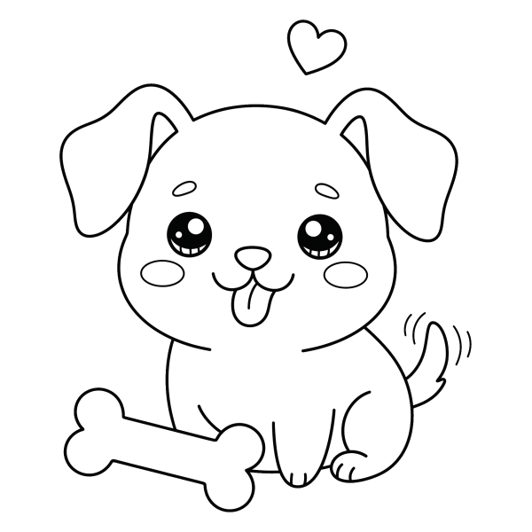 Coloriage Dessin Chien Kawaii à imprimer