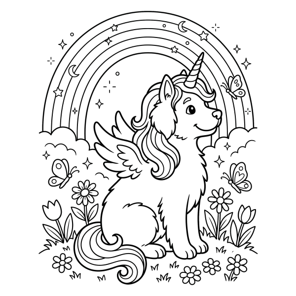 Coloriage Dessin Chien Licorne à imprimer