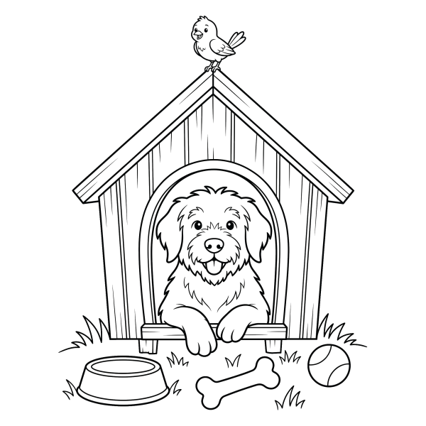 Coloriage Dessin Chien Niche à imprimer