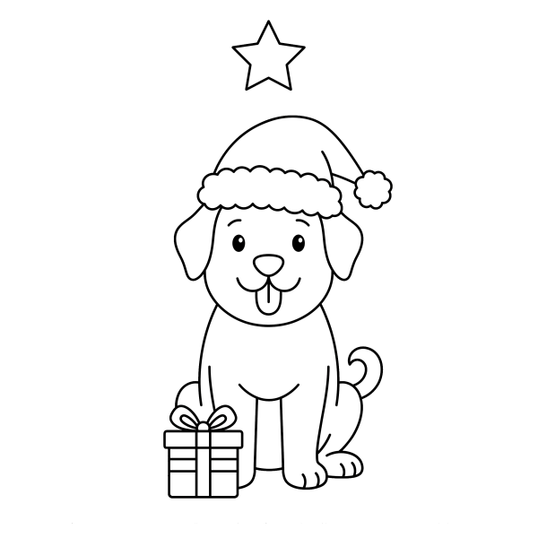 Coloriage Dessin Chien Noël Facile à imprimer
