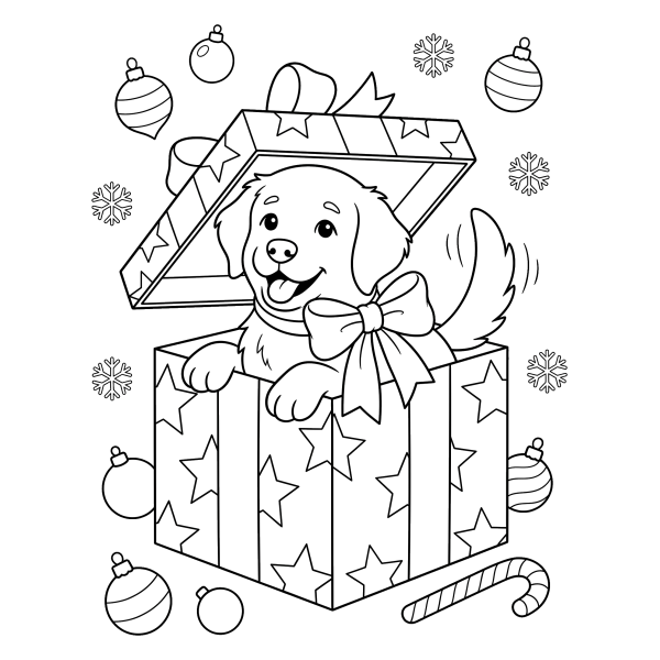 Coloriage Dessin Chien Noël à imprimer