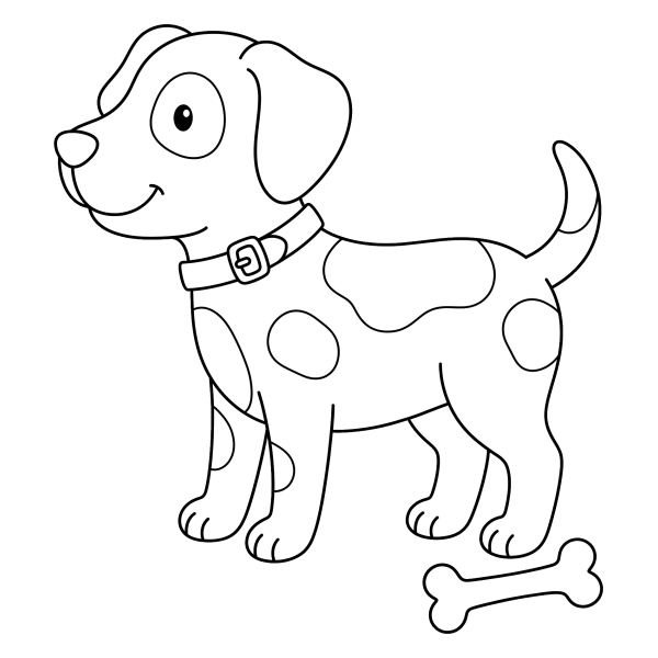 Coloriage Dessin Chien Noir et Blanc Facile à imprimer