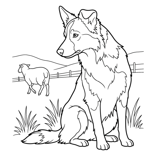 Coloriage Dessin Chien Noir et Blanc à imprimer