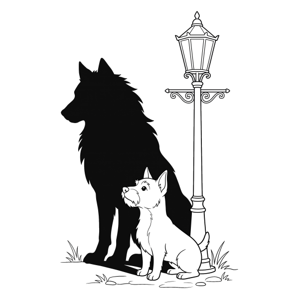 Coloriage Dessin Chien Ombre à imprimer