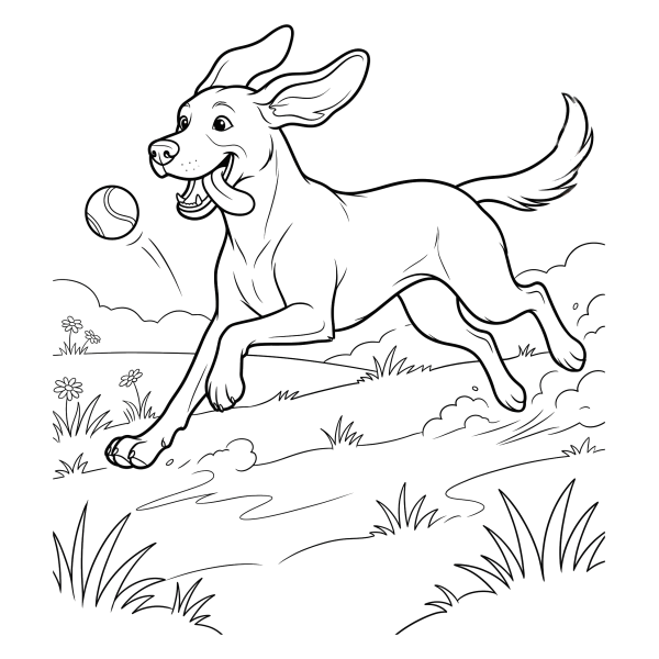 Coloriage Dessin Chien qui Court Facile à imprimer