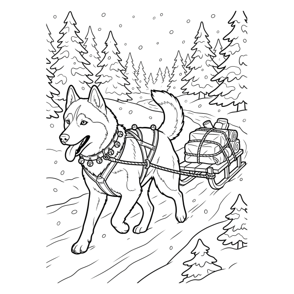 Coloriage Dessin Chien Traîneau à imprimer