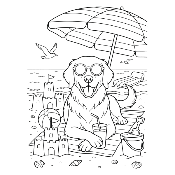 Coloriage Dessin Chien Vacances à imprimer