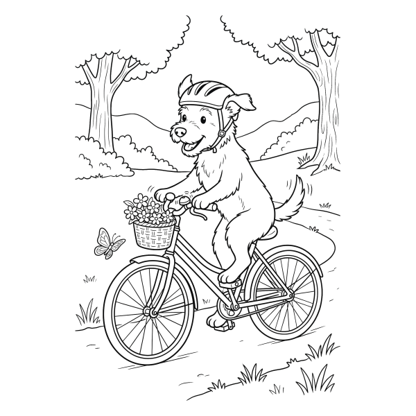 Coloriage Dessin Chien Vélo à imprimer