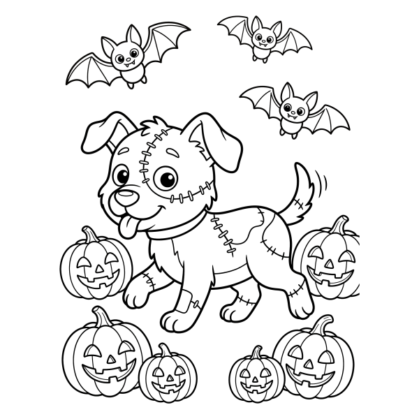 Coloriage Dessin Chien Zombie à imprimer
